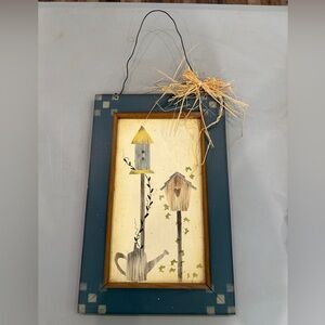Vintage 1997 Wooden Home Wall Decor With Birdhouses And Watering Can Cottagecore